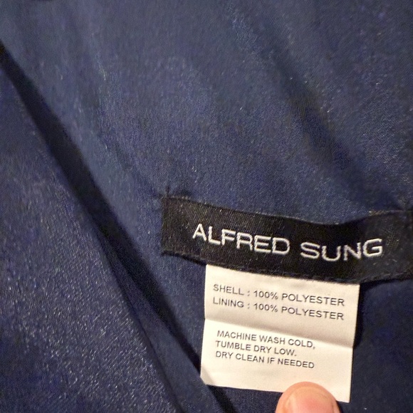 Elegant Midnight Blue Alfred Sung Gown - Picture 6 of 7